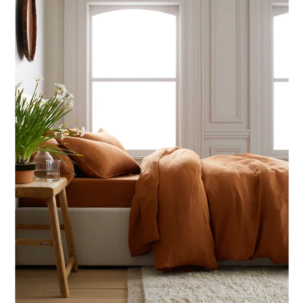 QUINCE FULL/QUEEN European Linen Duvet Cover TERRACOTTA